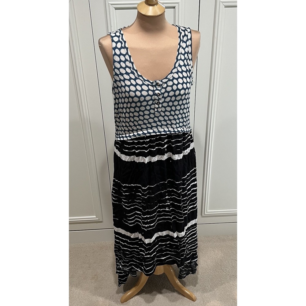 Anthropologie Lilka Mixed Media Maxi Dress Polka Dot Stripe Boho Artsy Hippie